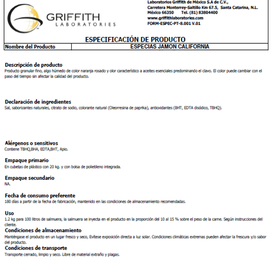 ESPECIAS JAMÓN CALIFORNIA